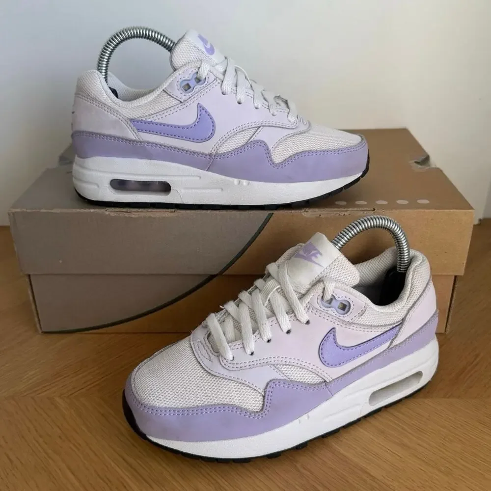Nike Air Max 1 ‘White/Purple’ Kids Sneakers- SZ 2 Y